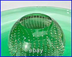 Mid-Century Atomic Bullicante Green Art Glass Chip Serving Plate Mid-Century Atomic Bullicante Green Art Glass Chip Serving Plate