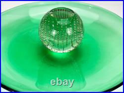 Mid-Century Atomic Bullicante Green Art Glass Chip Serving Plate Mid-Century Atomic Bullicante Green Art Glass Chip Serving Plate