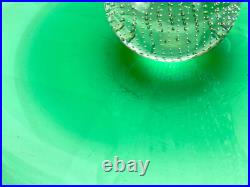 Mid-Century Atomic Bullicante Green Art Glass Chip Serving Plate Mid-Century Atomic Bullicante Green Art Glass Chip Serving Plate