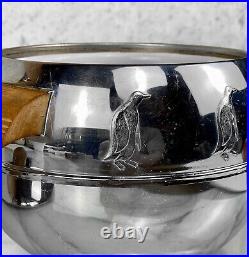 Mid-Century Atomic Chrome Penguin Motif Round Ice Bucket