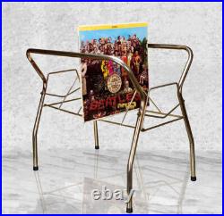 Mid-Century Atomic Gold Aluminum Vinyl Record Holder Stand Caddy Mid-Century Atomic Gold Aluminum Vinyl Record Holder Stand Caddy