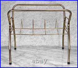 Mid-Century Atomic Gold Aluminum Vinyl Record Holder Stand Caddy Mid-Century Atomic Gold Aluminum Vinyl Record Holder Stand Caddy