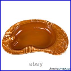 Mid-Century Atomic Large Orange Porcelain Kidney Cigar Ashtray