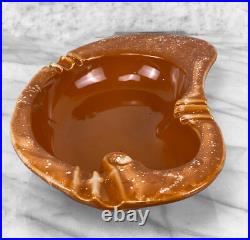 Mid-Century Atomic Large Orange Porcelain Kidney Cigar Ashtray