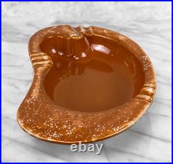 Mid-Century Atomic Large Orange Porcelain Kidney Cigar Ashtray