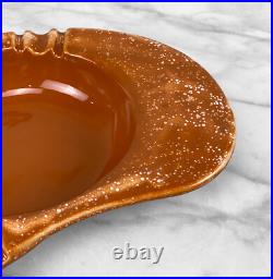 Mid-Century Atomic Large Orange Porcelain Kidney Cigar Ashtray
