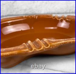 Mid-Century Atomic Large Orange Porcelain Kidney Cigar Ashtray