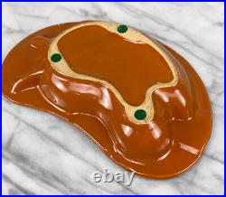Mid-Century Atomic Large Orange Porcelain Kidney Cigar Ashtray