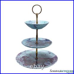 Mid-Century Atomic Marbled Turquoise 3-Tier Serving Platter Centerpiece