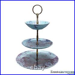 Mid-Century Atomic Marbled Turquoise 3-Tier Serving Platter Centerpiece