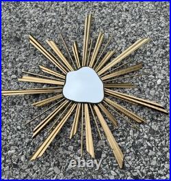 Mid Century Atomic Modern 13 Sunburst Starburst with Agate Shaped Mirror Wall Art