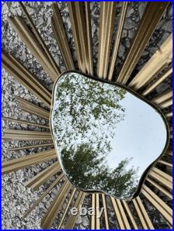 Mid Century Atomic Modern 13 Sunburst Starburst with Agate Shaped Mirror Wall Art