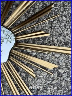 Mid Century Atomic Modern 13 Sunburst Starburst with Agate Shaped Mirror Wall Art