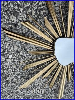 Mid Century Atomic Modern 13 Sunburst Starburst with Agate Shaped Mirror Wall Art