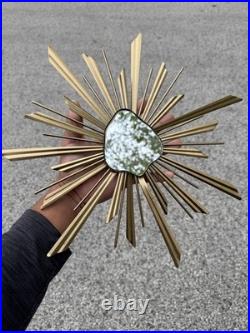 Mid Century Atomic Modern 13 Sunburst Starburst with Agate Shaped Mirror Wall Art