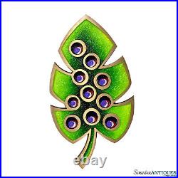 Mid-Century Atomic Monstera Leaf Brass & Enamel Trivet Plaque 10 Mid-Century Atomic Monstera Leaf Brass & Enamel Trivet Plaque 10