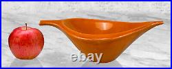 Mid-Century Atomic Orange Glazed Pottery Sculptural Serving Bowl