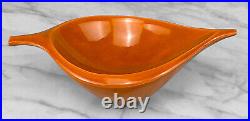 Mid-Century Atomic Orange Glazed Pottery Sculptural Serving Bowl