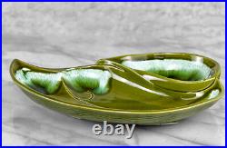 Mid-Century Atomic Porcelain Green Drip Glaze Centerpiece Serving Platter