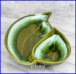 Mid-Century Atomic Porcelain Green Drip Glaze Centerpiece Serving Platter