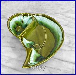 Mid-Century Atomic Porcelain Green Drip Glaze Centerpiece Serving Platter