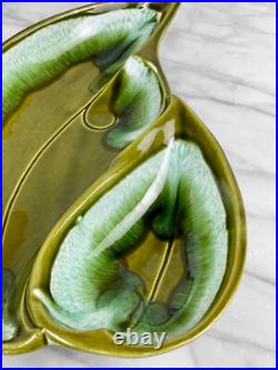Mid-Century Atomic Porcelain Green Drip Glaze Centerpiece Serving Platter