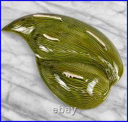 Mid-Century Atomic Porcelain Green Drip Glaze Centerpiece Serving Platter