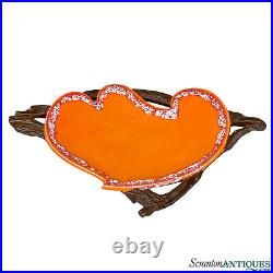 Mid-Century Atomic Porcelain Orange Wood Centerpiece Serving Platter Mid-Century Atomic Porcelain Orange Wood Centerpiece Serving Platter