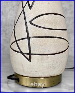 Mid-Century Atomic Sculpted Pottery & Teak Table Lamp