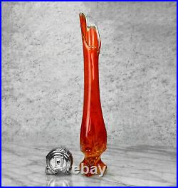 Mid-Century Atomic Sculpted Red Viking Glass Swung Tall Vase