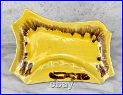 Mid-Century Atomic Sculptural Yellow Drip Glazed Porcelain Cigar Ashtray