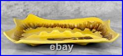 Mid-Century Atomic Sculptural Yellow Drip Glazed Porcelain Cigar Ashtray