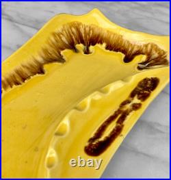 Mid-Century Atomic Sculptural Yellow Drip Glazed Porcelain Cigar Ashtray