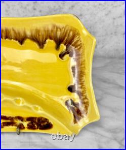 Mid-Century Atomic Sculptural Yellow Drip Glazed Porcelain Cigar Ashtray