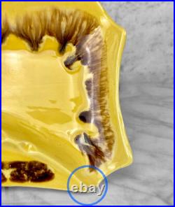 Mid-Century Atomic Sculptural Yellow Drip Glazed Porcelain Cigar Ashtray