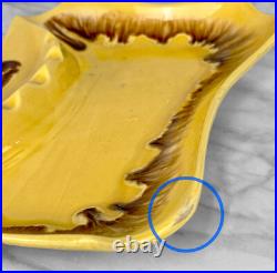 Mid-Century Atomic Sculptural Yellow Drip Glazed Porcelain Cigar Ashtray