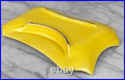Mid-Century Atomic Sculptural Yellow Drip Glazed Porcelain Cigar Ashtray