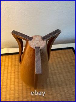 Mid Century Atomic Style Artisan Turned Carved Wood Art Vase 9 MCM Signed