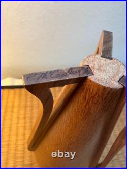 Mid Century Atomic Style Artisan Turned Carved Wood Art Vase 9 MCM Signed