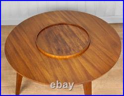 Mid-Century Atomic Teak Round Cocktail Table with Lazy Susan Center