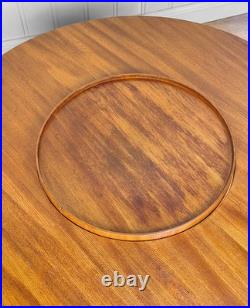 Mid-Century Atomic Teak Round Cocktail Table with Lazy Susan Center