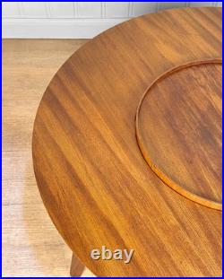 Mid-Century Atomic Teak Round Cocktail Table with Lazy Susan Center