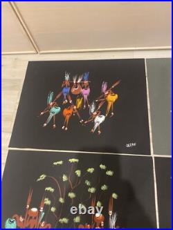 Mid Century Atomic Tribal African Dance Modernist Signed LOT OF 5 10x13