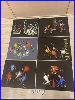Mid Century Atomic Tribal African Dance Modernist Signed LOT OF 6 10x13
