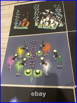 Mid Century Atomic Tribal African Dance Modernist Signed LOT OF 6 10x13