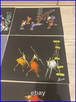 Mid Century Atomic Tribal African Dance Modernist Signed LOT OF 6 10x13