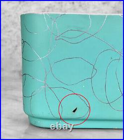 Mid-Century Atomic Turquoise Pottery Spaghetti Motif Planter Vase