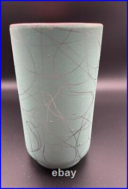 Mid-Century Atomic Turquoise Shawnee Pottery Spaghetti Motif Planter Vase