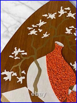 Mid-Century Atomic Walnut Orange Popcorn Wall Hanging Plaques Set of 3 Mid-Century Atomic Walnut Orange Popcorn Wall Hanging Plaques Set of 3
