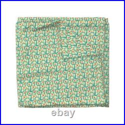 Mid Century Geometric Modern Atomic Squares Retro Sateen Duvet Cover by Roostery